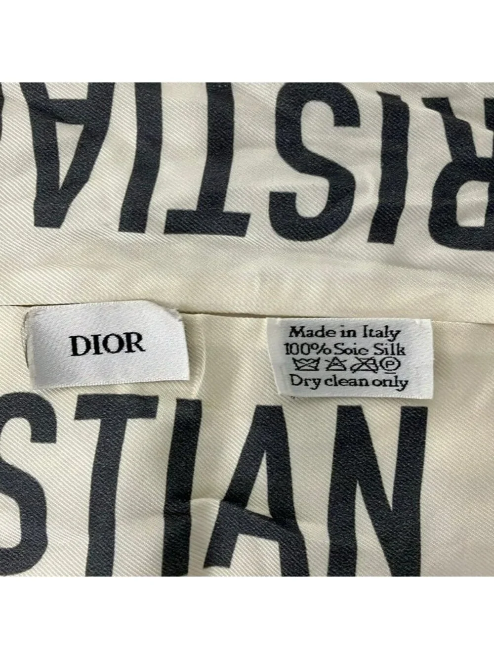 Dior Scarf White Gray Ribbon Toile de Jouy